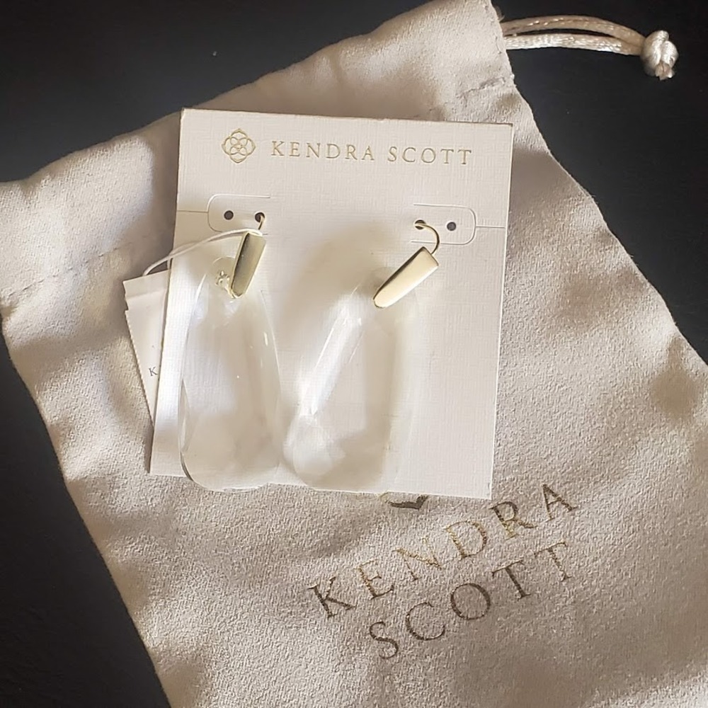 Kendra Scott Maize Clear Faceted Crystal Gold Tone Drop Earrings  Earrings NWT